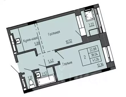 2-к кв. Саха (Якутия), Якутск ул. Чкалова, 39А (41.26 м) - Фото 0