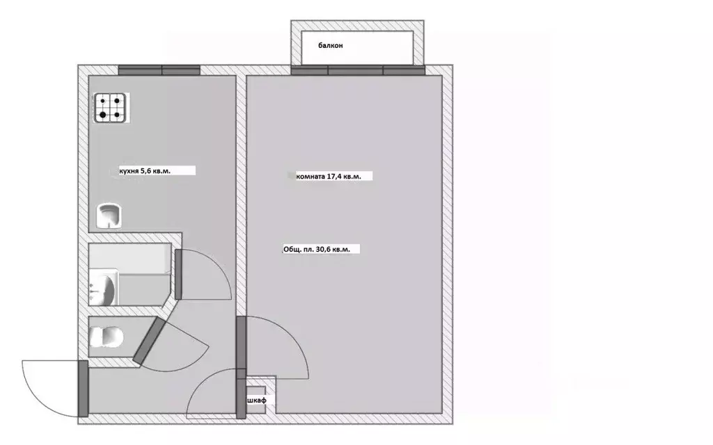 1-к кв. Ленинградская область, Выборгский район, пос. Первомайское ул. ... - Фото 2
