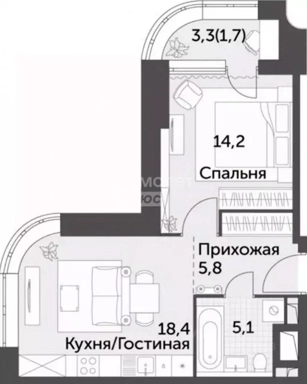 2-к кв. Москва ул. Вильгельма Пика, 1 (43.5 м) - Фото 2
