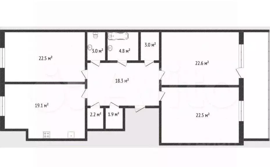 3-к кв. Тюменская область, Тюмень Комсомольская ул., 13 (119.3 м) - Фото 1