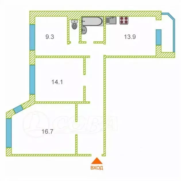 3-к кв. Тюменская область, Тюмень Широтная ул., 96к1 (75.3 м) - Фото 2