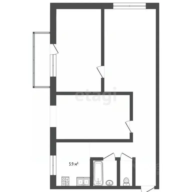 3-к кв. Кемеровская область, Новокузнецк ул. Климасенко, 3/1 (52.9 м) - Фото 1