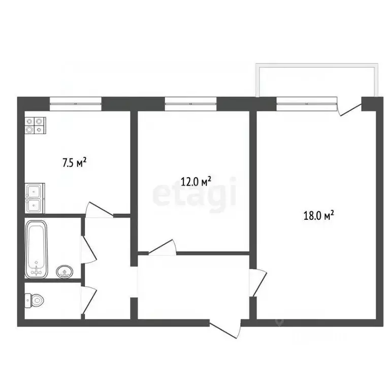 2-к кв. Московская область, Воскресенск Рабочая ул., 128 (51.9 м) - Фото 2
