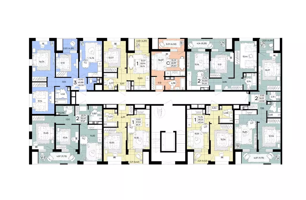 2-к кв. Краснодарский край, Краснодар Народные Кварталы жилой комплекс ... - Фото 2