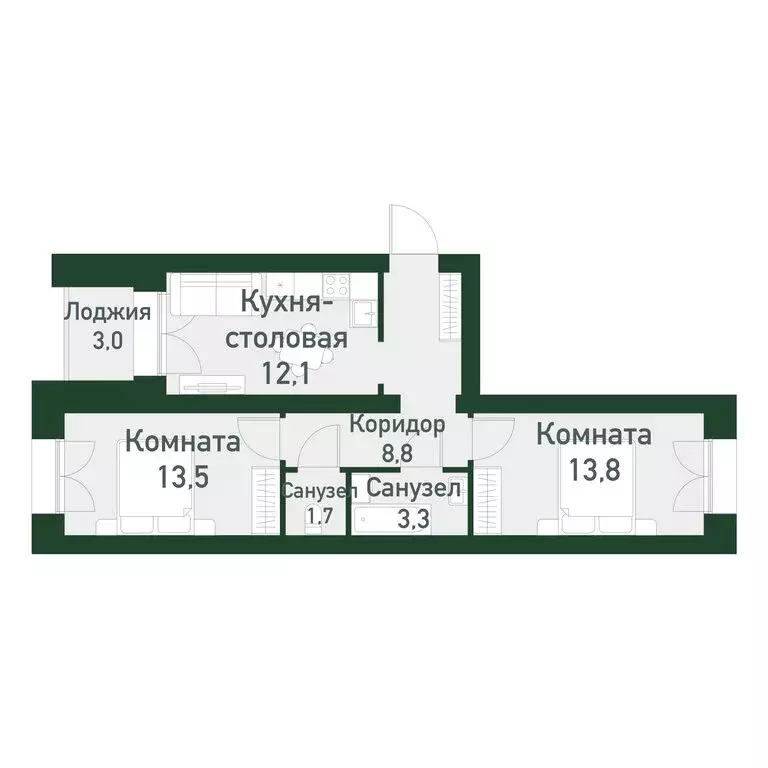 2-комнатная квартира: Екатеринбург, микрорайон Академический, 45-й ... - Фото 0
