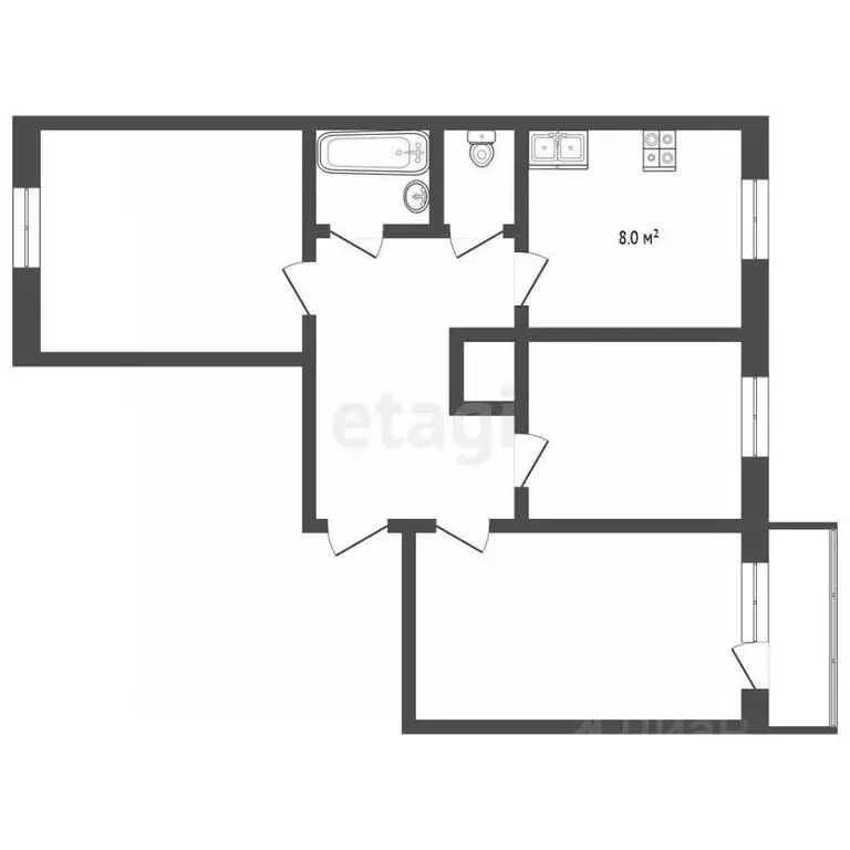 3-к кв. Кемеровская область, Кемерово Ленинградский просп., 30/1 (63.0 ... - Фото 1