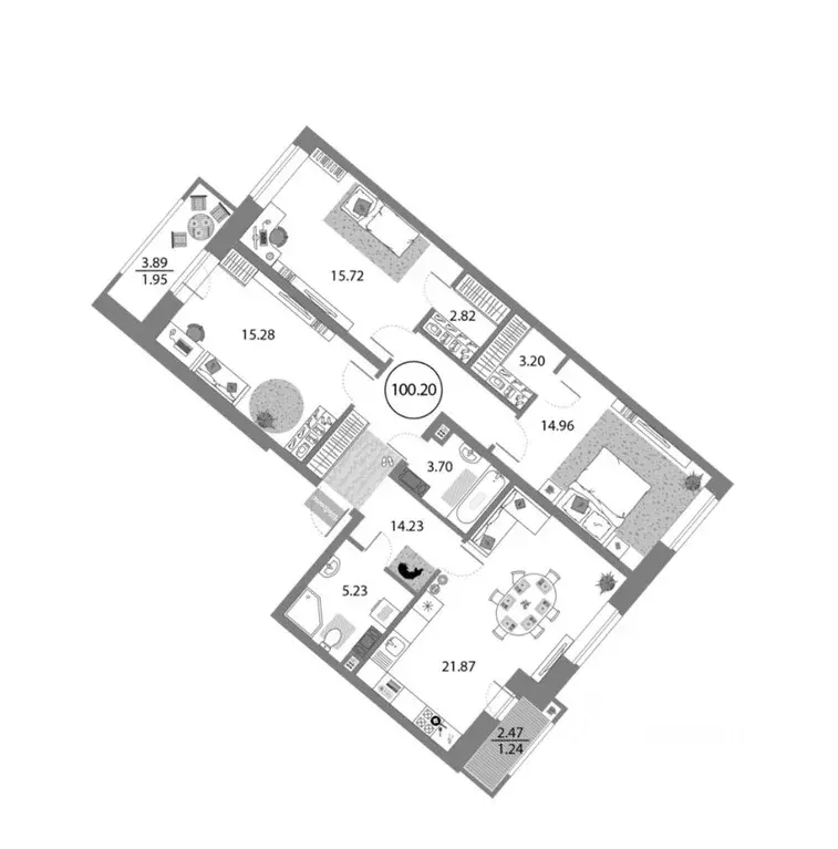 3-к кв. Санкт-Петербург просп. Авиаконструкторов, 54 (97.0 м) - Фото 2