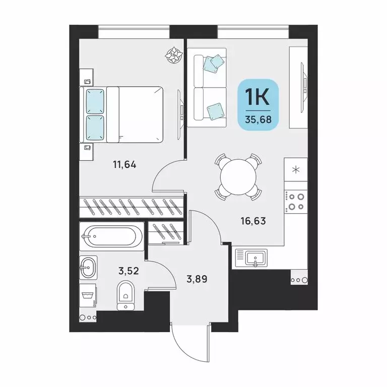 1-комнатная квартира: Астрахань, Советский район (35.68 м) - Фото 0