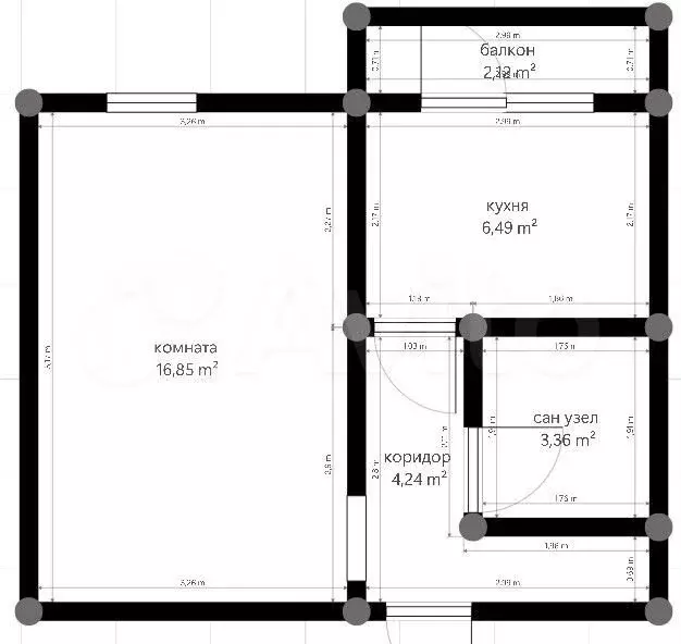 1-к. квартира, 30 м, 4/5 эт. - Фото 0