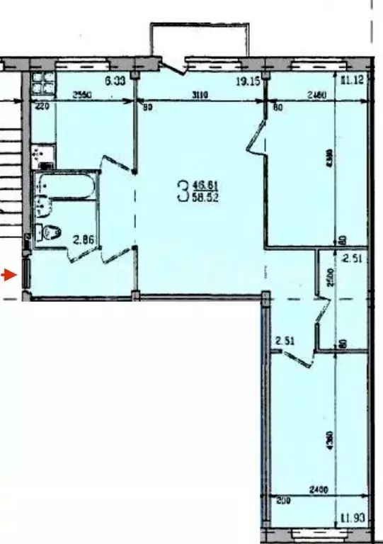 3-к кв. Московская область, Долгопрудный Московское ш., 37 (58.0 м) - Фото 0