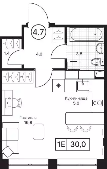 Квартира-студия: Пушкино, ЖК Пушкино Град (30 м) - Фото 1