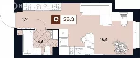 Квартира-студия: Москва, Лодочная улица, 27к2 (28.3 м) - Фото 0