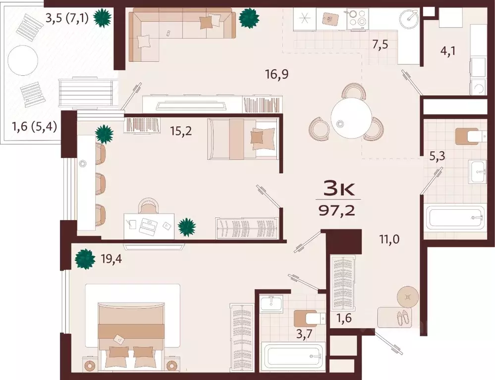 3-к кв. Крым, Ялта ул. Спендиарова, 5 (96.7 м) - Фото 1