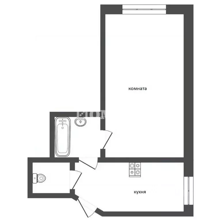 Комната Тюменская область, Тюмень Олимпийская ул., 25 (28.9 м) - Фото 1