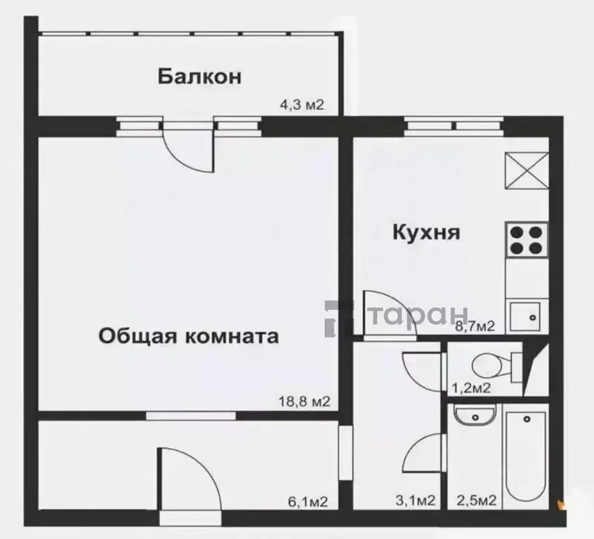 1-к кв. Челябинская область, Челябинск пос. Западный, Микрорайон Белый ... - Фото 2