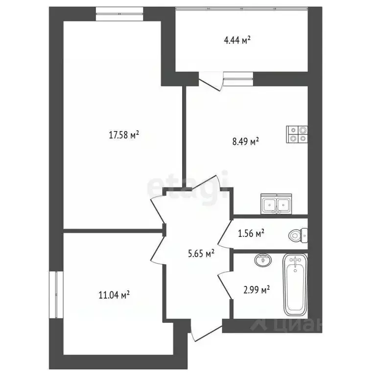 2-к кв. Татарстан, Набережные Челны ул. Имени Р.М. Низаметдинова, 7В ... - Фото 2