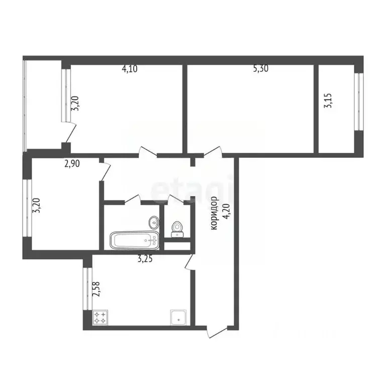 3-к кв. Белгородская область, Белгород ул. Губкина, 25 (60.0 м) - Фото 2