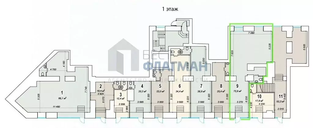 Помещение свободного назначения в Москва Ленинский просп., 70/11 (74 ... - Фото 2