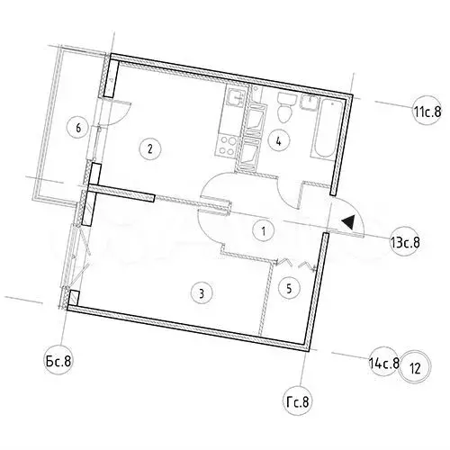 1-к. квартира, 41,6 м, 9/12 эт. - Фото 1