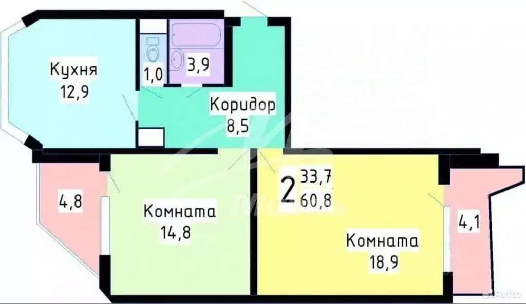 2-к кв. Московская область, Подольск Профсоюзная ул., 4 (63.0 м) - Фото 2