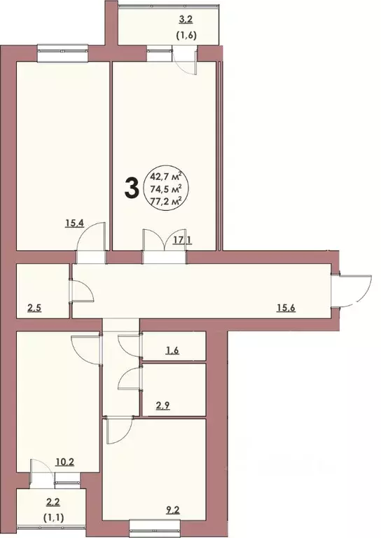 3-к кв. Волгоградская область, Волжский 38-й мкр, ул. С.Р. Медведева, ... - Фото 0