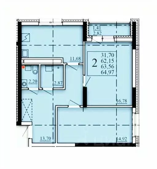 2-к кв. Башкортостан, Уфа Затон-Восточный жилрайон, Паруса жилой ... - Фото 1