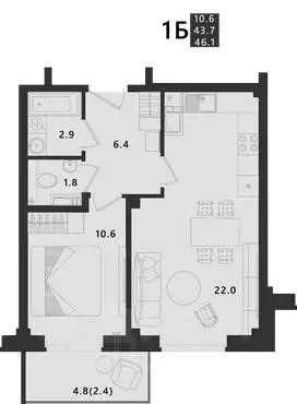 1-к кв. Псковская область, Псковский район, Завеличенская волость, д. ... - Фото 1