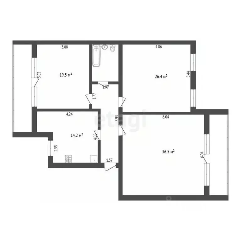 3-к кв. Тюменская область, Тюмень Северная ул., 3 (119.5 м) - Фото 1