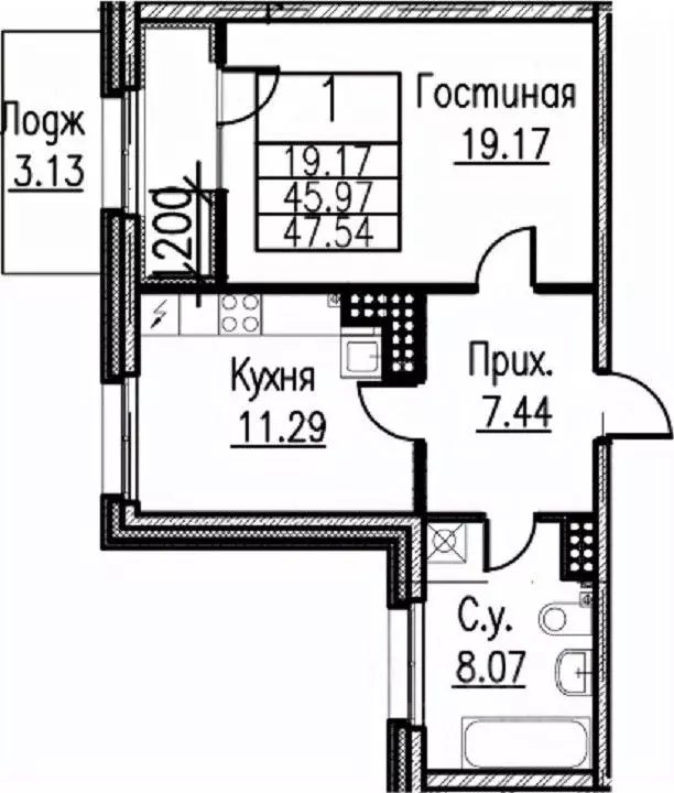 1-к кв. Санкт-Петербург Петровский просп., 11к3 (47.54 м) - Фото 1