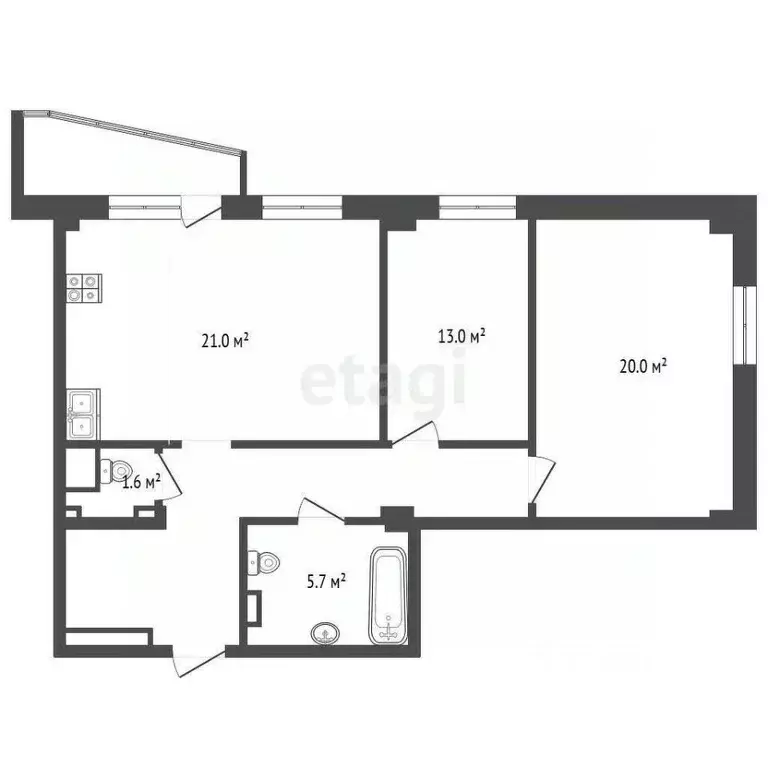 2-к кв. Тюменская область, Тюмень Заречный проезд, 39к2 (76.1 м) - Фото 2