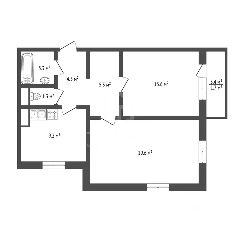 2-к кв. Санкт-Петербург Бестужевская ул., 7к2 (58.2 м) - Фото 1