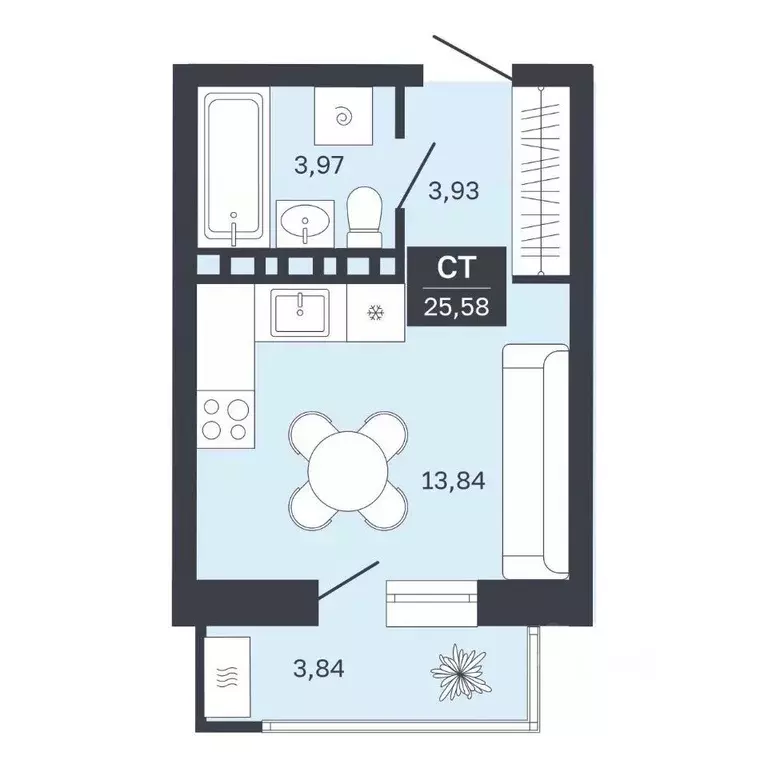 Студия Тюменская область, Тюмень Ямская ул., 29 (21.74 м) - Фото 0