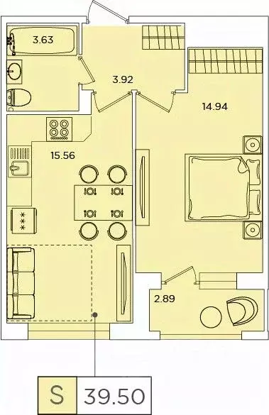 1-к кв. Санкт-Петербург Планерная ул., 87к1 (39.0 м) - Фото 0