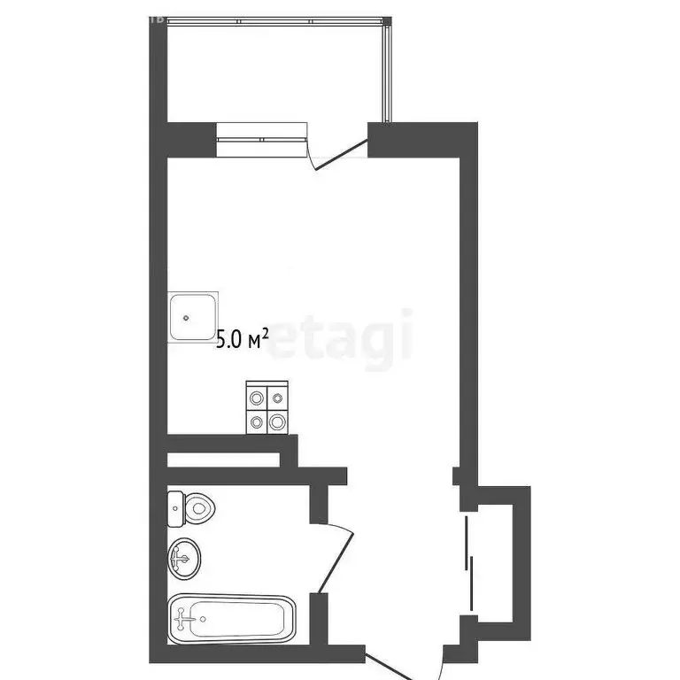 Квартира-студия: Тюмень, Тальниковая улица, 3 (21.7 м) - Фото 1