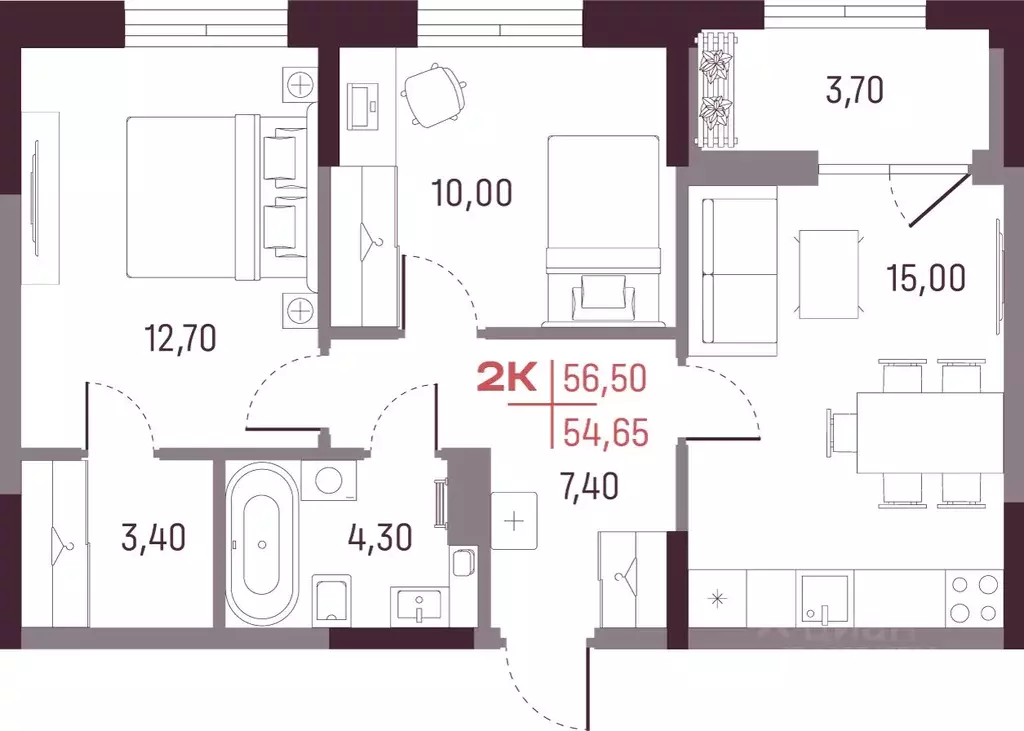 2-к кв. Свердловская область, Екатеринбург ул. Академика Вавилова, 9 ... - Фото 1