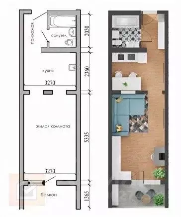 1-к кв. Крым, Евпатория просп. Победы, 93 (34.1 м) - Фото 2