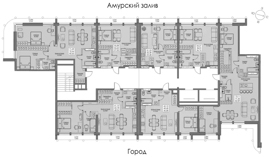 3-к кв. Приморский край, Владивосток ул. Мыс Кунгасный, 3Б (77.45 м) - Фото 1