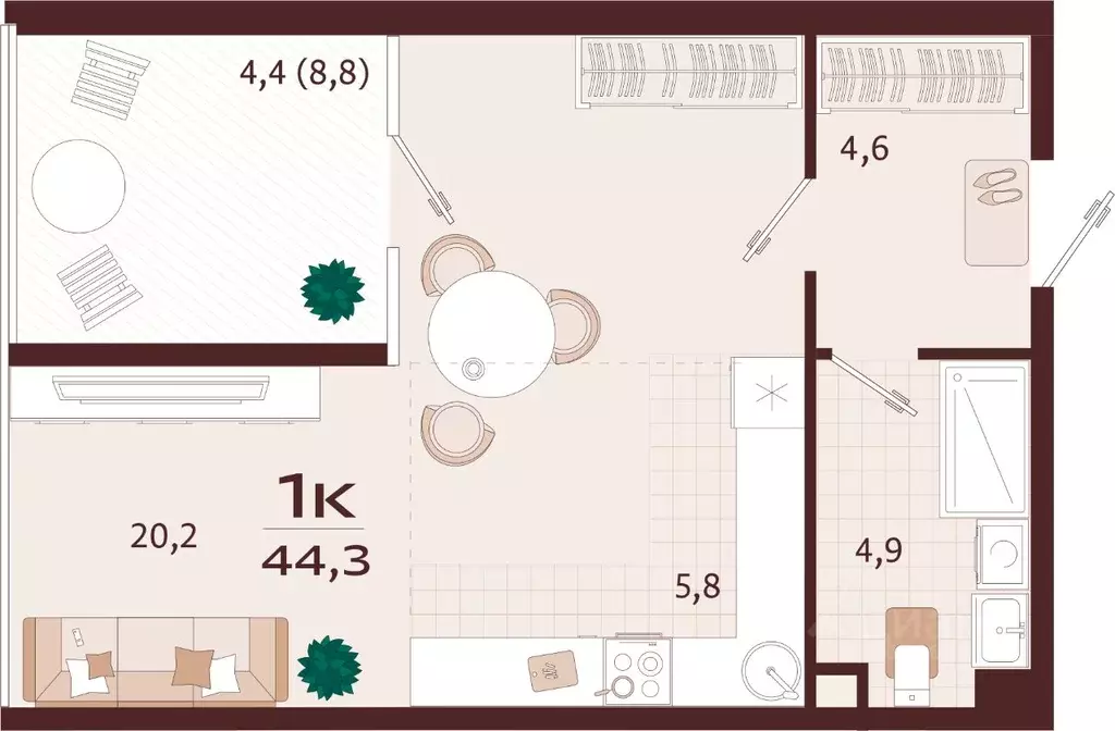 1-к кв. Крым, Ялта ул. Спендиарова, 5 (44.3 м) - Фото 1