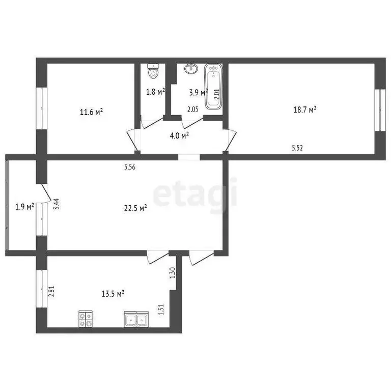 3-комнатная квартира: посёлок Большое Исаково, улица Василия ... - Фото 1