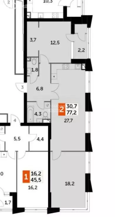 2-комнатная квартира: Москва, Строительный проезд, 9к1 (77.2 м) - Фото 1