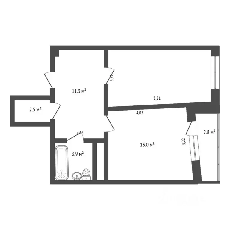 1-к кв. Тюменская область, Тюмень Заречный проезд, 43 (51.7 м) - Фото 2