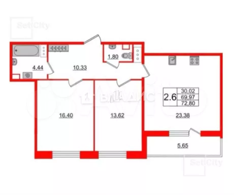 2-к. квартира, 70 м, 8/12 эт. - Фото 0