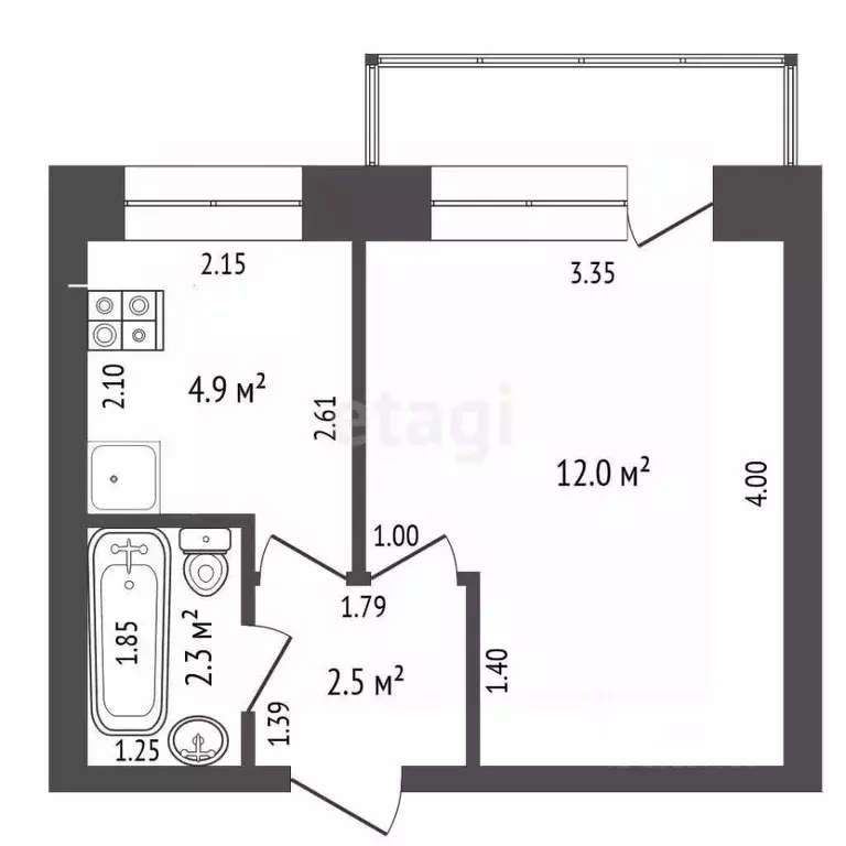 1-к кв. Саха (Якутия), Мирный ул. Солдатова, 12/1 (21.7 м) - Фото 1