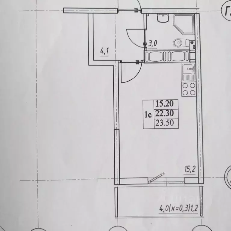 Студия Санкт-Петербург пос. Шушары, просп. Новгородский, 4 (23.5 м) - Фото 1