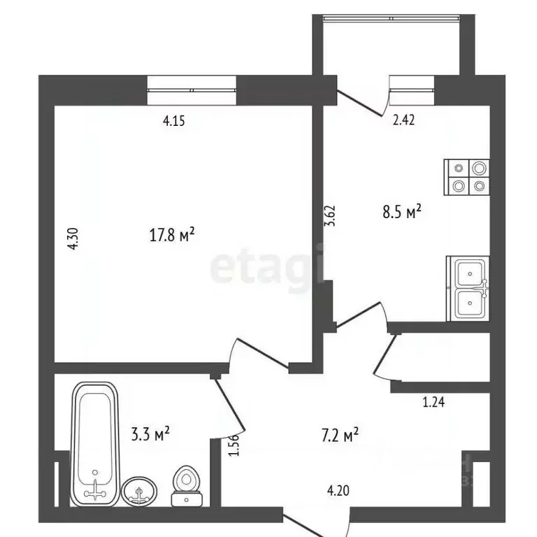 1-к кв. Ямало-Ненецкий АО, Новый Уренгой Советский мкр, 2/1 (37.6 м) - Фото 2