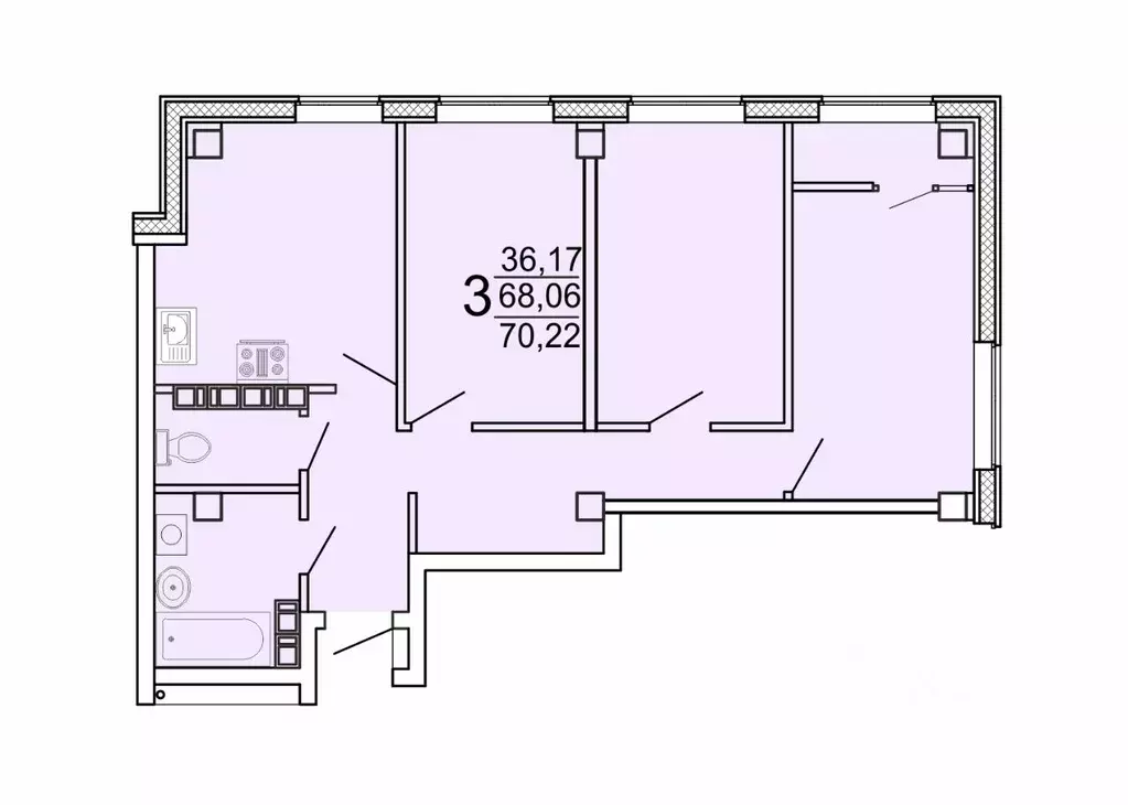 3-к кв. Хабаровский край, Хабаровск ул. Тимощука, 3/1 (73.3 м) - Фото 0