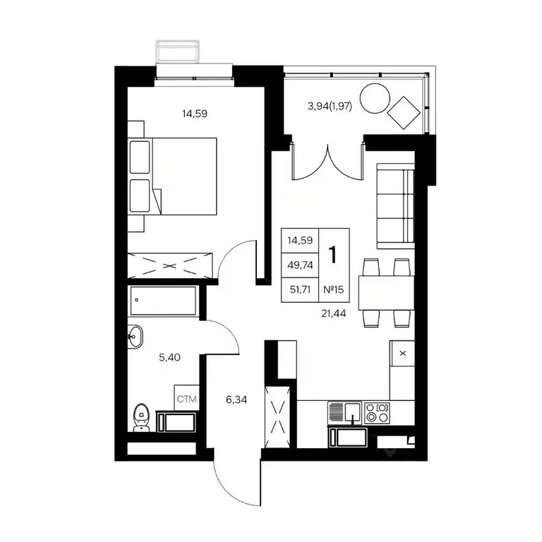 1-к кв. Калужская область, Обнинск Заовражье жилрайон, Новый город ... - Фото 0