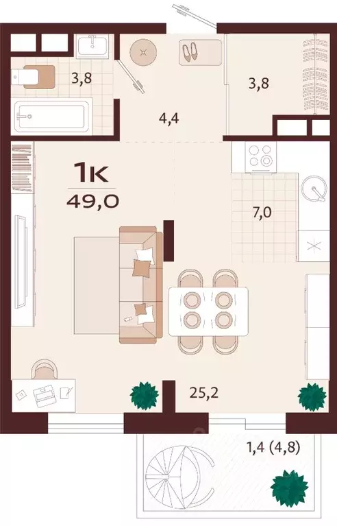 1-к кв. Крым, Ялта Роялта жилой комплекс (49.0 м) - Фото 1