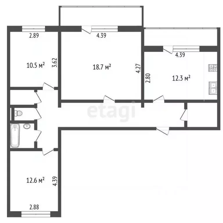 3-к кв. Ямало-Ненецкий АО, Муравленко ул. Муравленко, 38 (75.2 м) - Фото 1