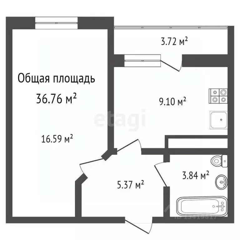 Студия Брянская область, Брянск ул. Комарова, 49 (35.6 м) - Фото 1